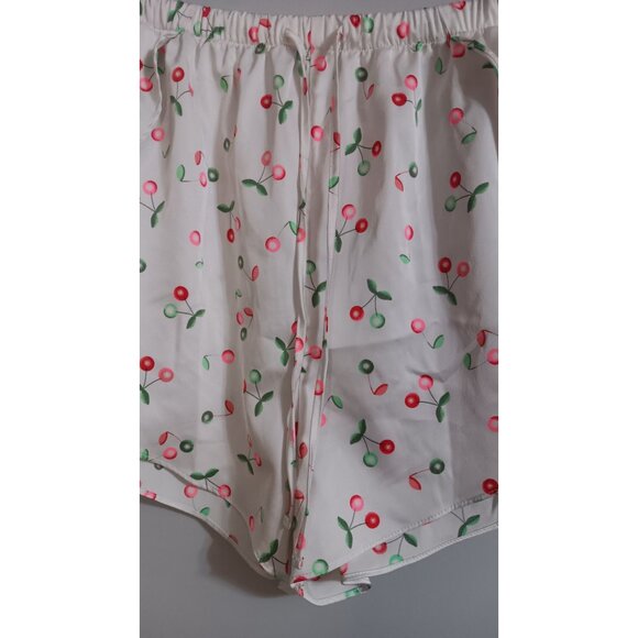 Colsie XL White Cherry Pullon Sleep Lounge Satin Comfy Lightweight Shorts - Picture 2 of 5